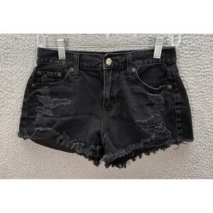 American Eagle Shorts Womens 0 Black Hi Rise Festival Cut Off Distressed Preppy